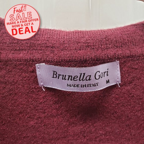 Brunella Gori Long Sleeve Sweater Sz M Burgundy - Picture 2 of 5